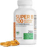 Bronson Super B 100 Complete B Complex with Sustained Release - 250 Tablets