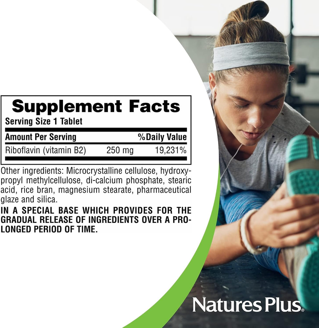 NaturesPlus Vitamina B2 250 mg - 60 Comprimidos de Liberación Sostenida