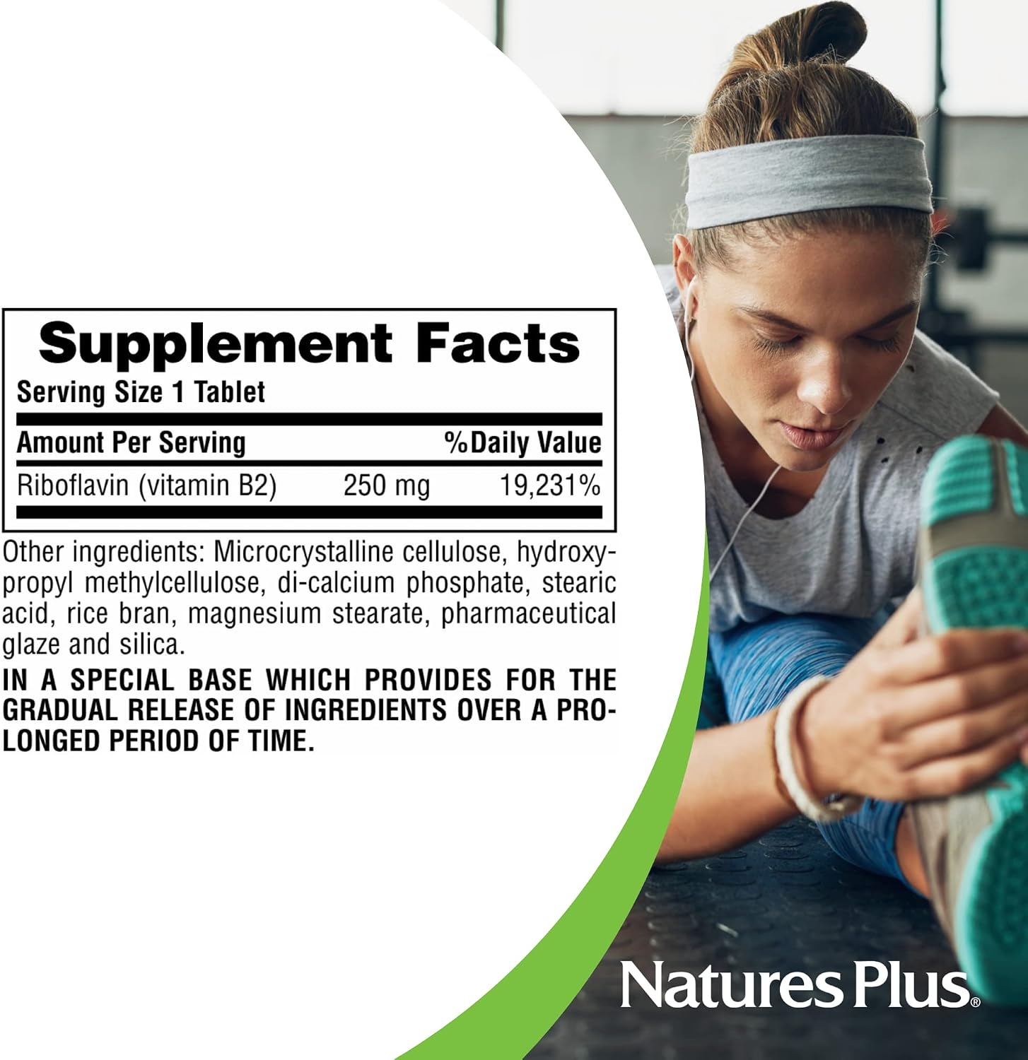 NaturesPlus Vitamina B2 250 mg - 60 Comprimidos de Liberación Sostenida