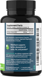 ForestLeaf Vitamina B2 Riboflavina 400 mg - 90 Cápsulas Vegetales