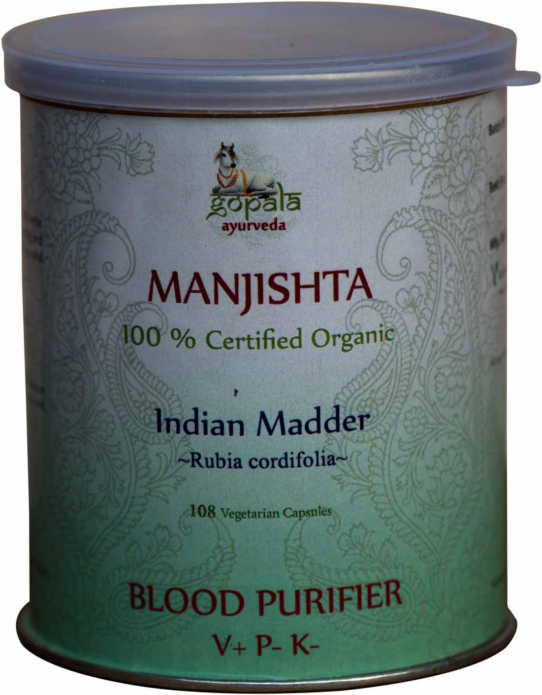 MANJISTA Capsules (USDA Certified Organic) - 108 Vegetarian Capsules