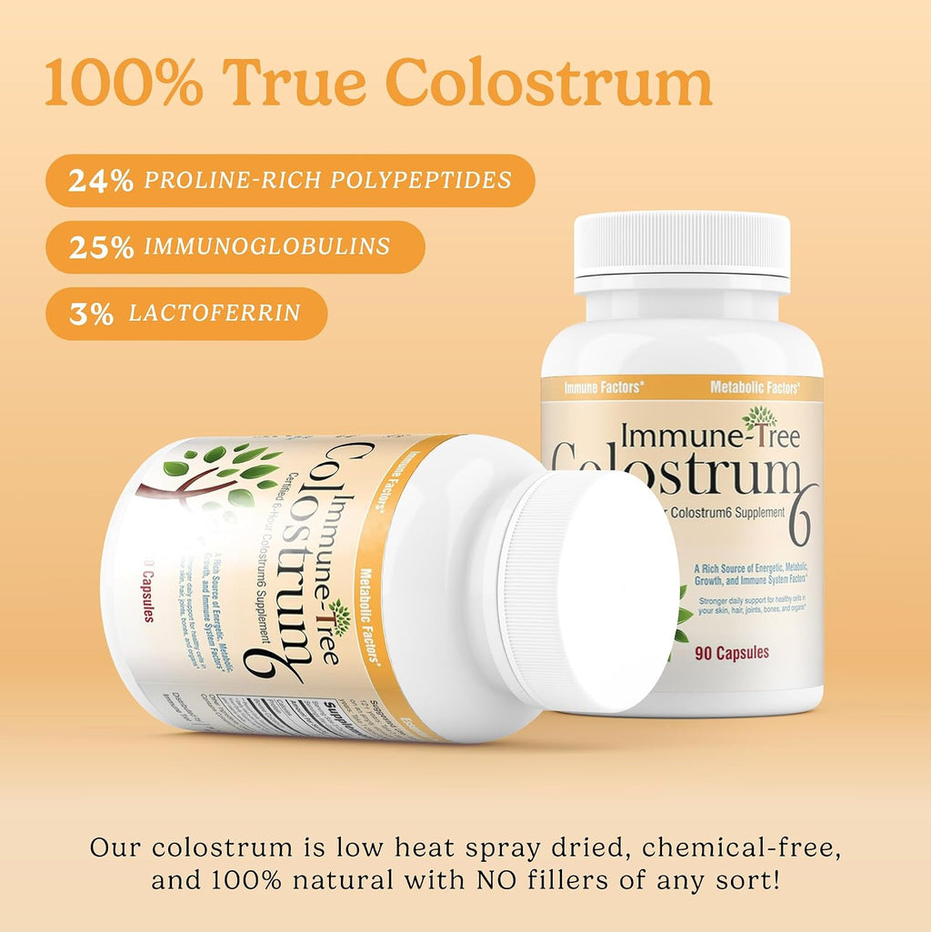 Immune-Tree Calostro Bovino Puro (Alimentado con Pasto) | Alto contenido de IgG para el apoyo inmunitario y la salud intestinal | 90 Cápsulas | 30 Porciones