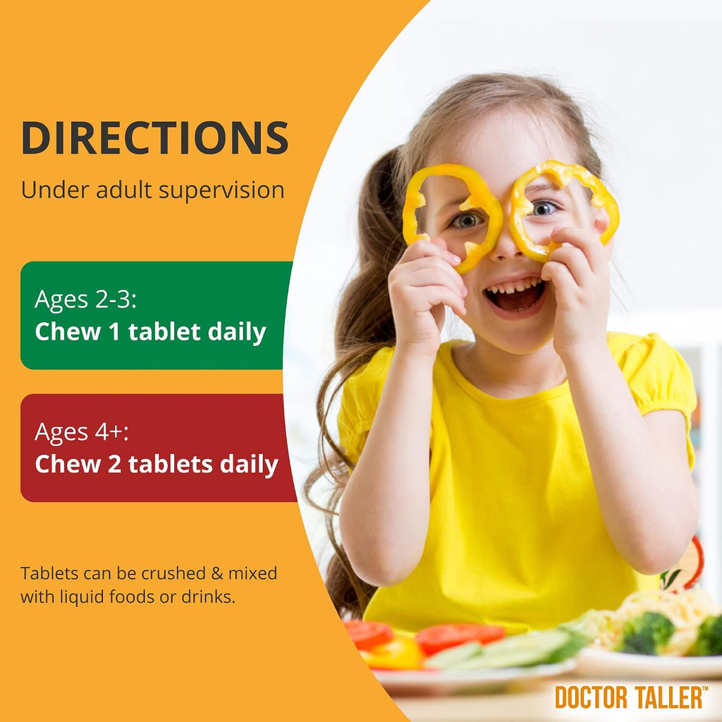 Doctor Taller Kids de NuBest - Multivitamínico y Multimineral para Niños de 2 a 9 Años, 180 Comprimidos Veganos Sabor Uva