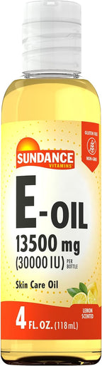 Sundance Aceite de Vitamina E para la Piel - 118 ml (4 fl oz) con Aroma a Limón - Sin OMG y Sin Gluten
