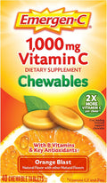 Emergen-C Chewables Vitamin C 1000 mg with B Vitamins and Antioxidants, Explosive Orange Flavor, 40 Count