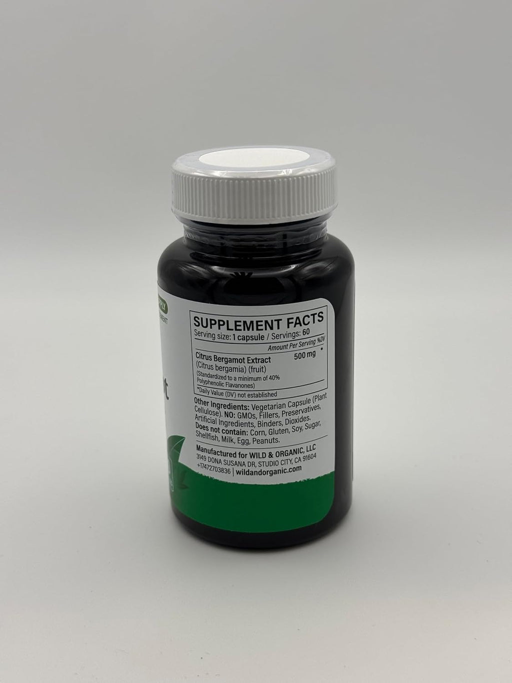 Wild & Organic Cápsulas de Bergamota Cítrica - Apoyo Antioxidante - 60 Cápsulas