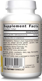 Jarrow Formulas MK-7 90 mcg – Vitamina K2 (Menaquinona-7) – 120 Cápsulas blandas
