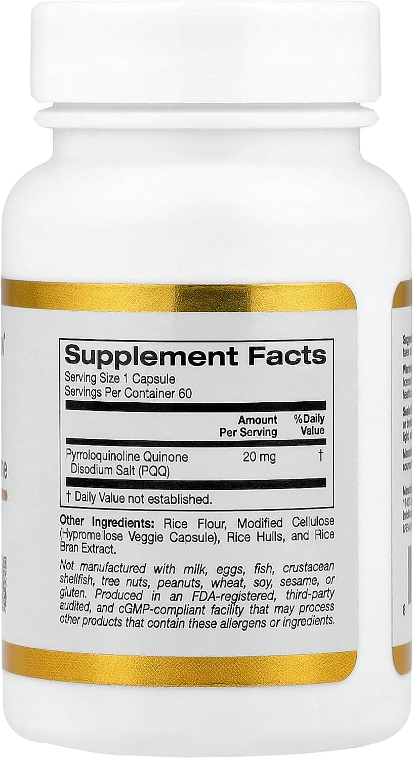 Lake Avenue Nutrition PQQ (Pirroloquinolina Quinona) 20 mg, 60 Cápsulas Vegetales
