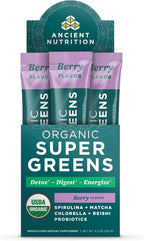 Ancient Nutrition SuperGreens Powder con Probióticos - Sabor Mango Orgánico - 16 Sticks