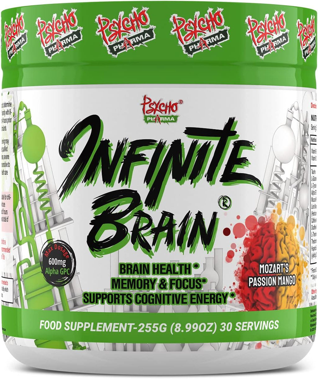 Psycho Pharma Infinite Brain Nootropic Game Changer - Compite y Gana (Mozart's Passion Mango, 30 raciones)