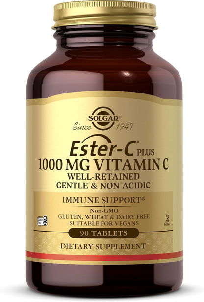 Solgar Ester-C Plus 1000 mg Vitamina C, 90 Comprimidos - Suave para el Estómago, No Ácido, Antioxidante y Apoyo Inmunológico – Image 1