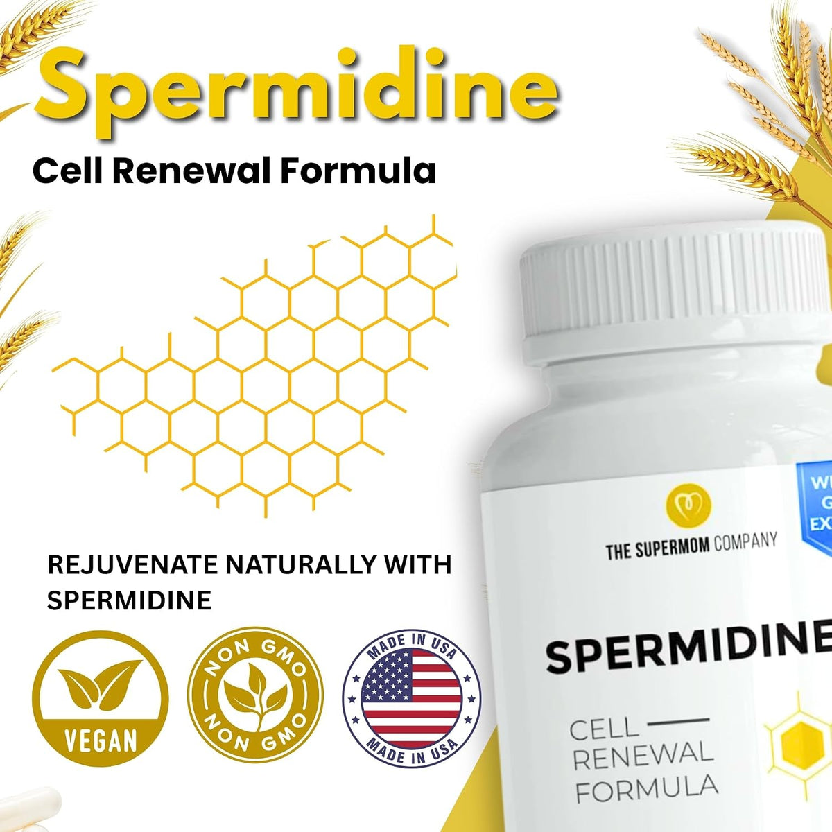 Spermidine Supplement – 60 Cápsulas Vegetales – Extracto de Germen de Trigo con 1000 mg de Espermidina y BioPerine – Image 7