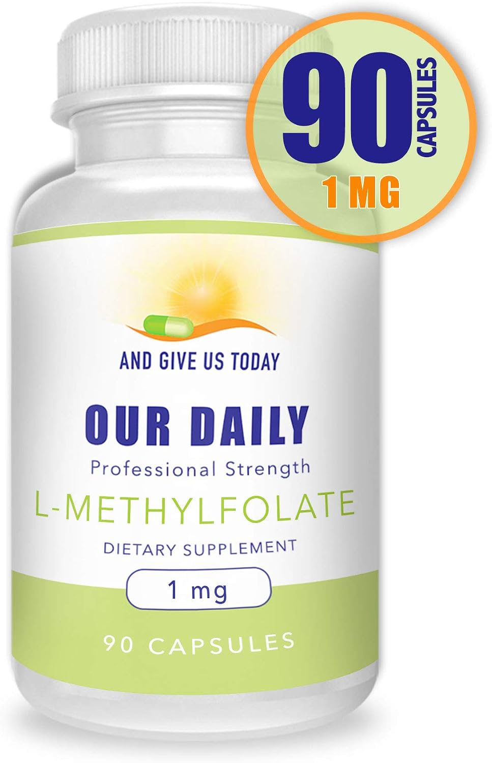 Our Daily Vites L-Metilfolato 1 mg (1000 mcg) - 180 Cápsulas - Folato Activo 5-MTHF, Sin Rellenos
