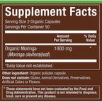 Moringa Orgánica – Superalimento para Apoyo Energético, 1,000 mg (100 Cápsulas)