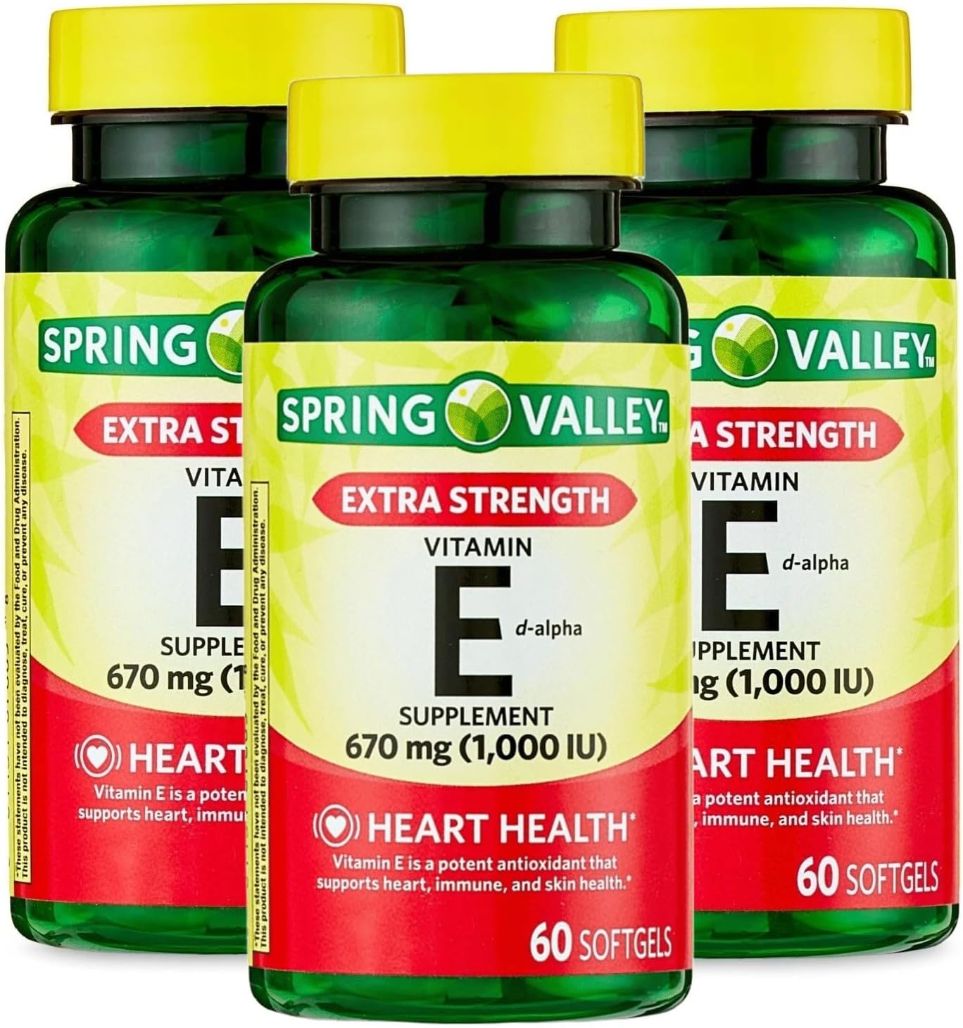 Vitamina E 670 mg (1.000 UI) Extra Fuerte – 60 Cápsulas Blandas, Suplemento Natural de Vitamina E d-Alfa para el Bienestar (Pack de 3)