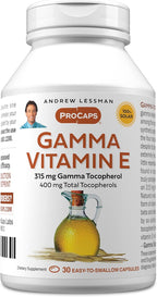 ANDREW LESSMAN Vitamina E Gamma 60 Cápsulas Blandas - Vitamina E Natural con Tocoferoles y Aceite de Ahiflower