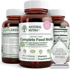 Natural Nutra Multivitamínico Completo de Alimentos Integrales para Mujeres y Hombres, 60 Cápsulas