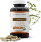 Secrets of the Tribe Yarrow 120 Cápsulas, 800 mg, USDA Organic Milenrama (Achillea millefolium) Hoja y Flor Seca