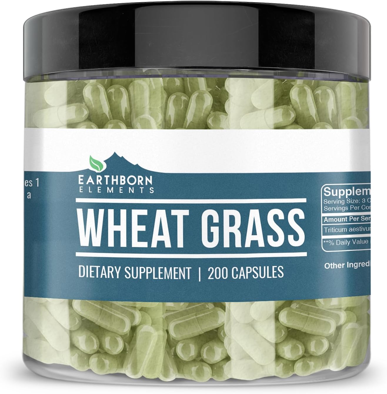 Earthborn Elements Wheat Grass (Hierba de Trigo) 200 Cápsulas, Puro y sin Aditivos