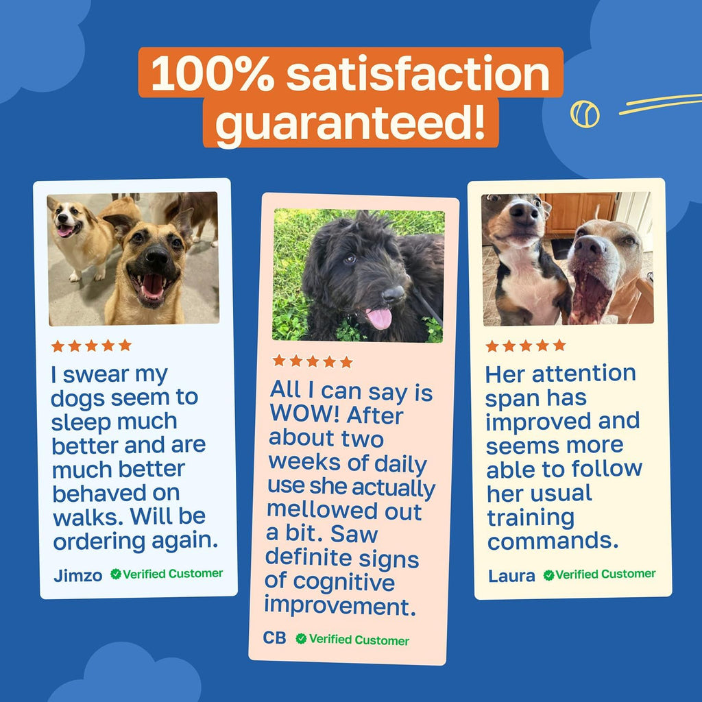 Happy Paws Cognitive Taurine Supplement for Dogs - Soft Chews con Espirulina, CoQ10 y Vitaminas B