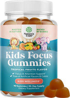 Kids Focus Gummies - Gomitas de Concentración para Niños con Extracto de Té Verde, Vitaminas B6 y B12 - 90 unidades
