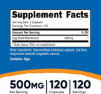 Nutricost Membrana de Cáscara de Huevo, 500 mg por Porción, 120 Cápsulas - Sin Gluten, Sin OGM