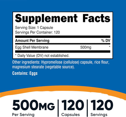 Nutricost Membrana de Cáscara de Huevo, 500 mg por Porción, 120 Cápsulas - Sin Gluten, Sin OGM – Image 2