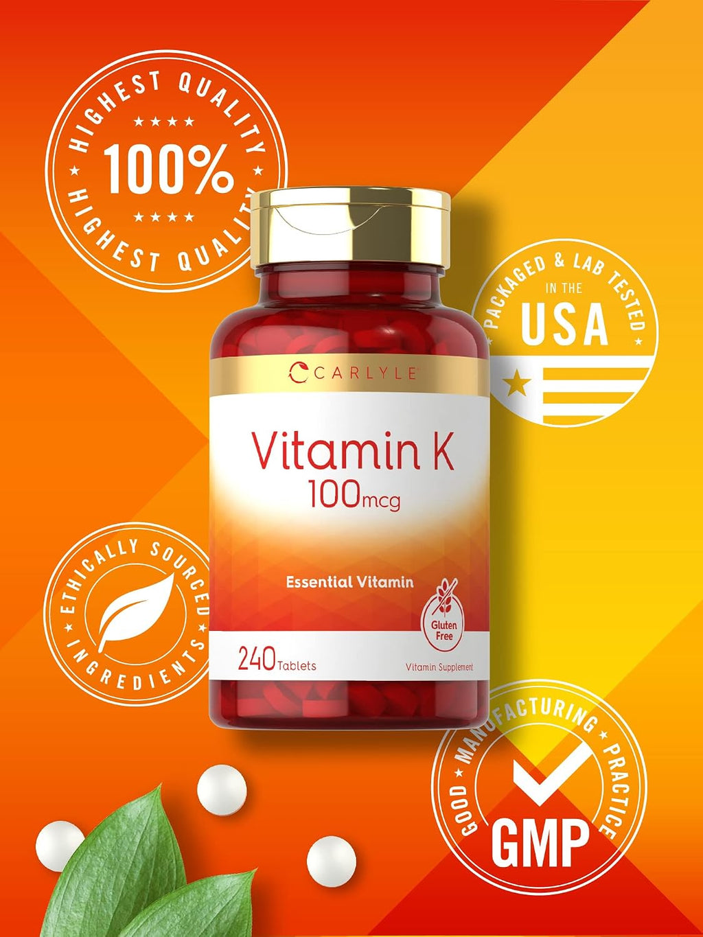 Carlyle Vitamina K1 100 mcg – 240 Comprimidos Vegetarianos