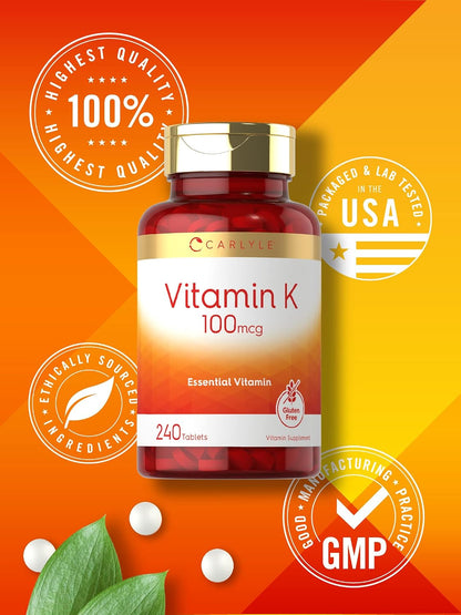 Carlyle Vitamina K1 100 mcg – 240 Comprimidos Vegetarianos – Image 5