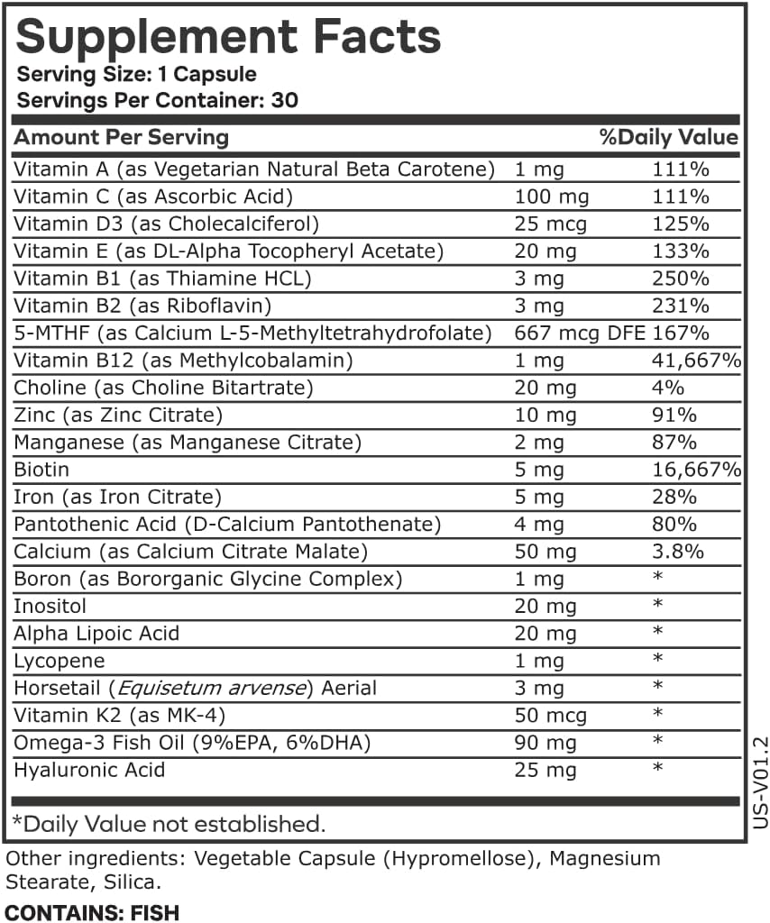 envitamin Multivitamínico Metilado para Mujeres con Hierro, Cola de Caballo, Biotina y L-Metilfolato