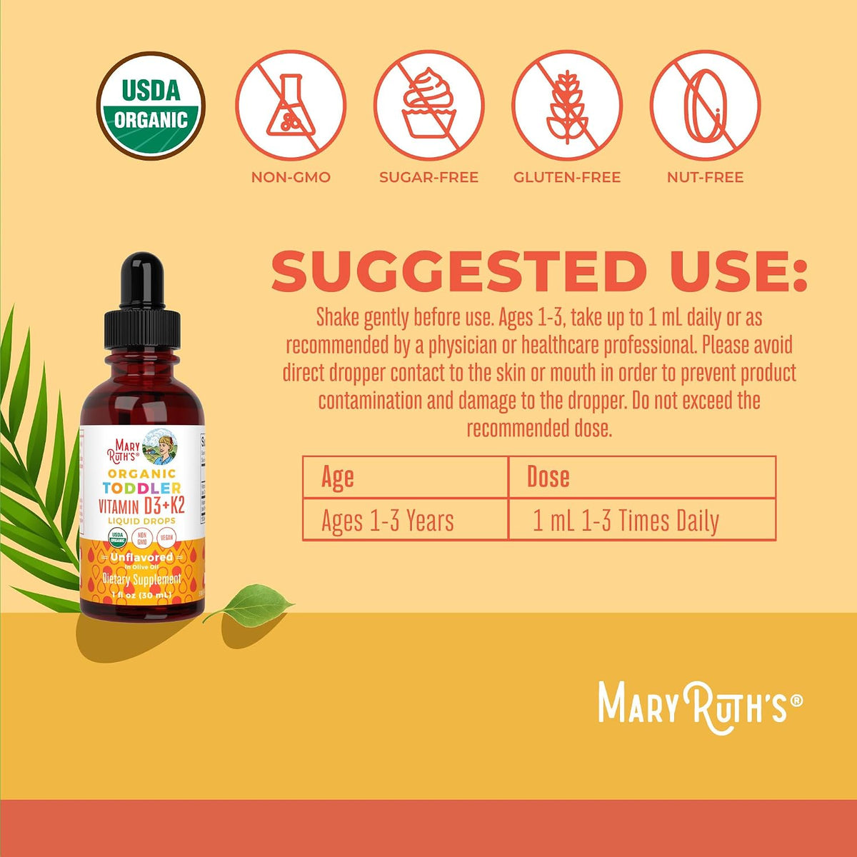 MaryRuth's Organics Gotas de Vitamina D3 y – Vitamina D3 (colecalciferol): Obtenida de líquenes silvestres, una – Image 3
