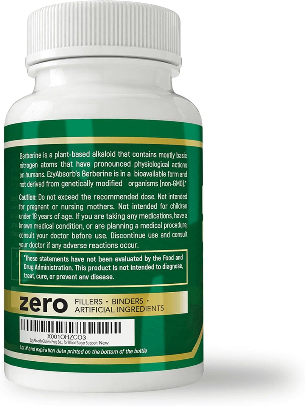 EzyAbsorb Berberina 500mg con LA-3 Activador Metabólico AMPK - 60 Cápsulas Vegetales