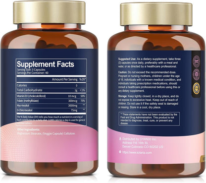 Totaria Myo-Inositol & D-Chiro Inositol 40:1 con Vitamina D3 y Folato - 120 Cápsulas Vegetales – Image 9