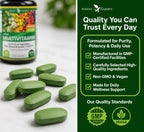 Potent Garden Multivitamínico para Hombres y Mujeres – 42 Frutas y Verduras, Probióticos y Enzimas, Complemento Alimenticio Diario, 90 Comprimidos