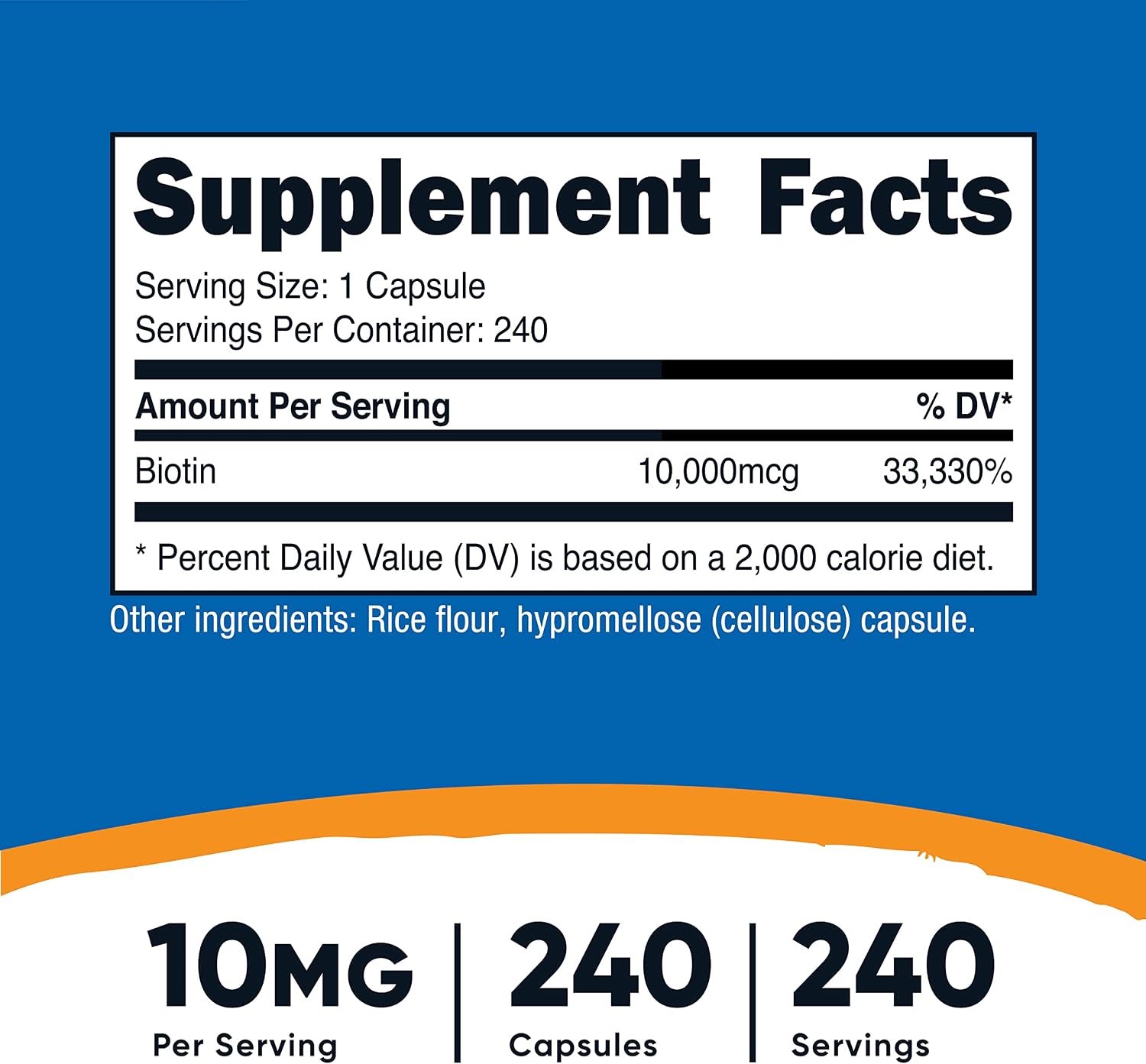 Nutricost Biotin 10,000 mcg - 240 Capsules (3 Bottles) - Non-GMO, Gluten-Free