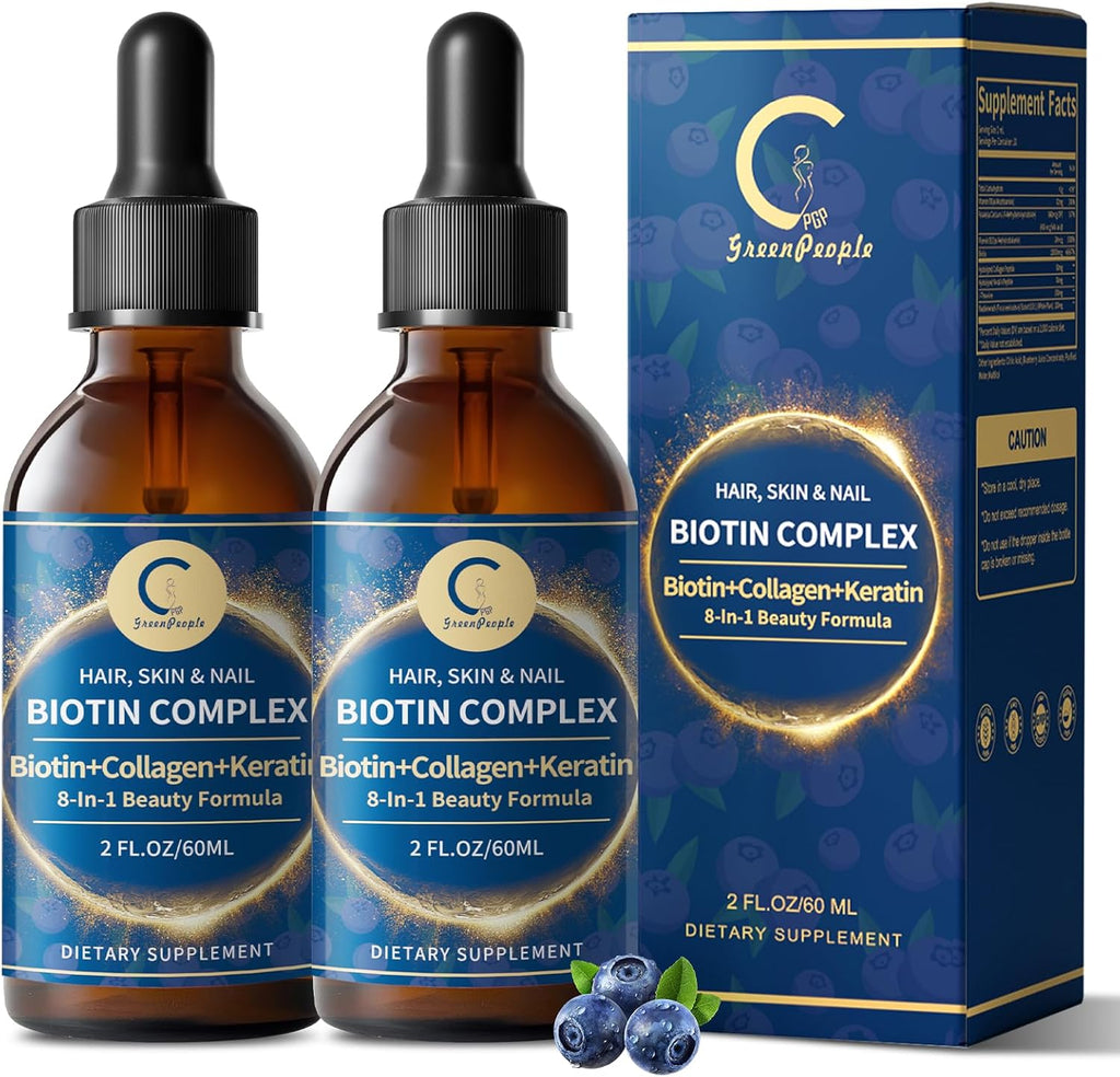 Liquid Biotin & Collagen Drops - 20000 µg de Biotina con Colágeno Líquido - 59 ml