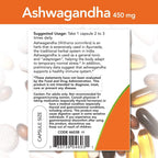 Now Foods Ashwagandha Extracto 450mg, 90 Cápsulas Vegetales (Pack de 2)