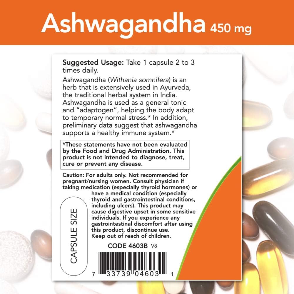 Now Foods Ashwagandha Extracto 450mg, 90 Cápsulas Vegetales (Pack de 2)