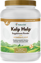 NaturVet Kelp Help Plus Omegas - Suplemento para la piel y el pelaje para perros y gatos, en polvo, 454 g