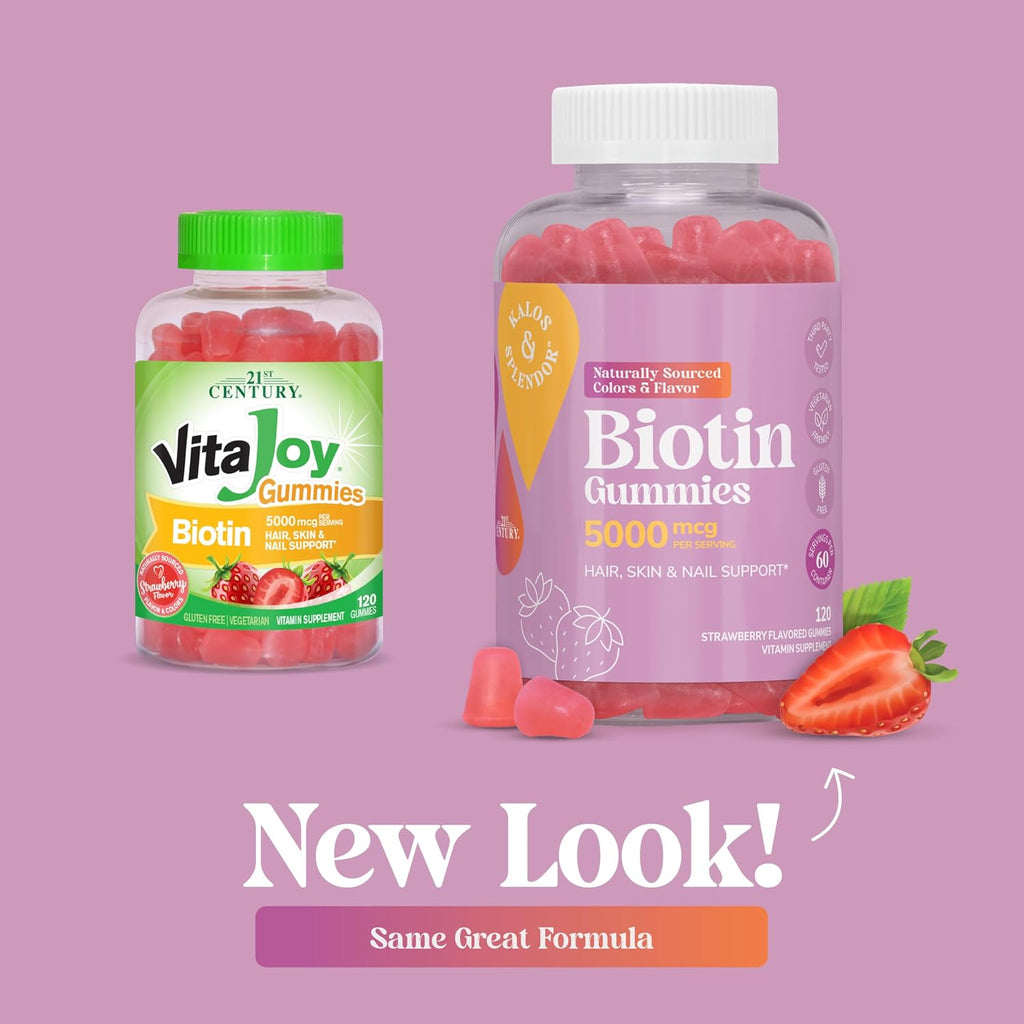 Gominolas de Biotina 5000 mcg - 21st Century - 120 unidades - Sabor Fresa Natural