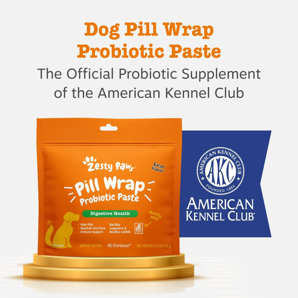 Zesty Paws Pasta de Probióticos para Perros – Sabor a Bacon – con Bacillus subtilis DE111 – 4.2 oz (60 porciones)