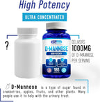 D-Mannose 1000mg Capsules - 180 Vegetable Capsules - Nutritional Supplement