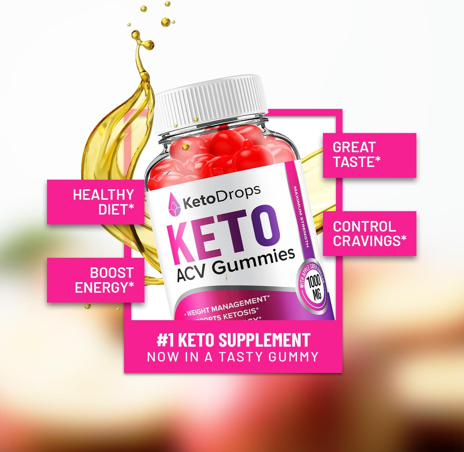 Keto Drops ACV Gummies - 3 Paquetes (180 Gominolas)