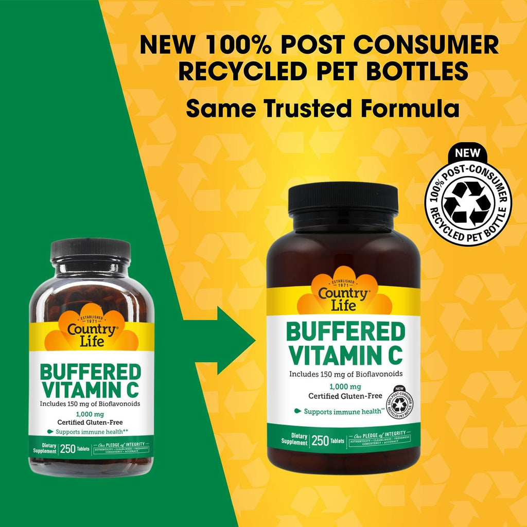 Country Life Vitamina C Tamponada 1000 mg con Bioflavonoides - 250 Comprimidos