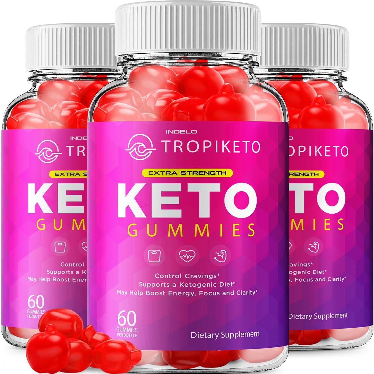 TropiKeto Keto ACV Gummies Máxima Potencia (3 Pack, 180 Gummies)