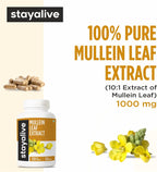 Extracto de Hoja de Gordolobo 1000mg (10:1), 120 Cápsulas Veganas - STAY ALIVE