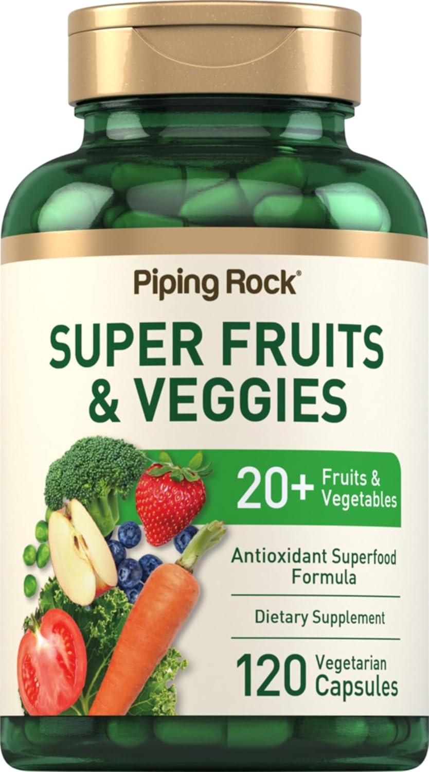 Piping Rock Frutas y Verduras - 120 Cápsulas - Suplemento Antioxidante con Prebióticos