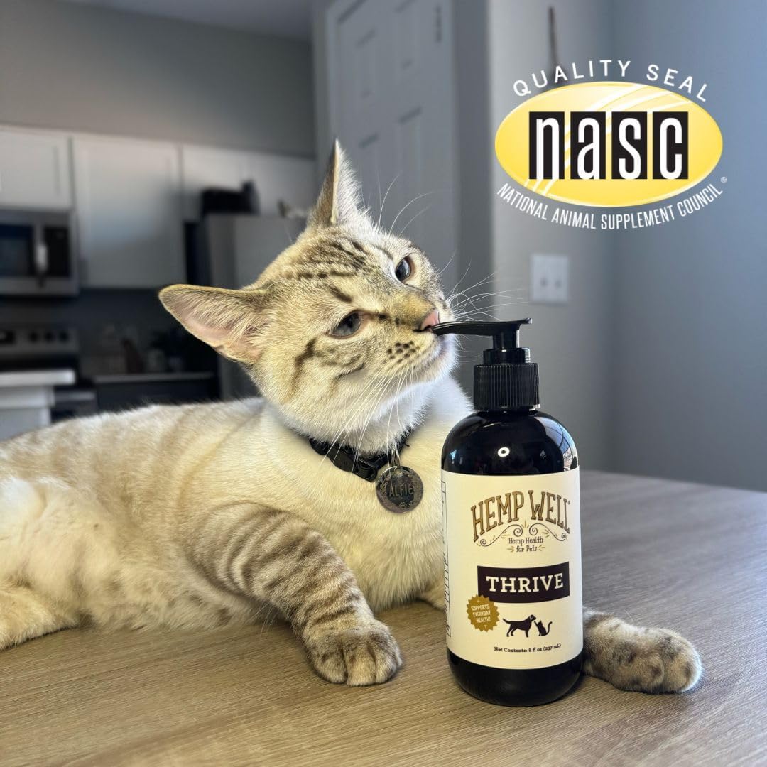 Hemp Well Thrive Oil - Aceite de Cáñamo Orgánico para Perros y Gatos (473 ml)