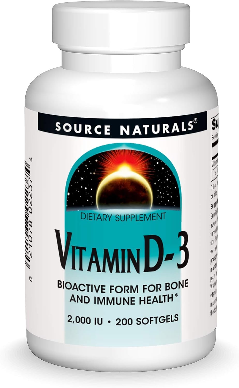 Source Naturals Vitamina D3 2000 UI - 200 Cápsulas Blandas