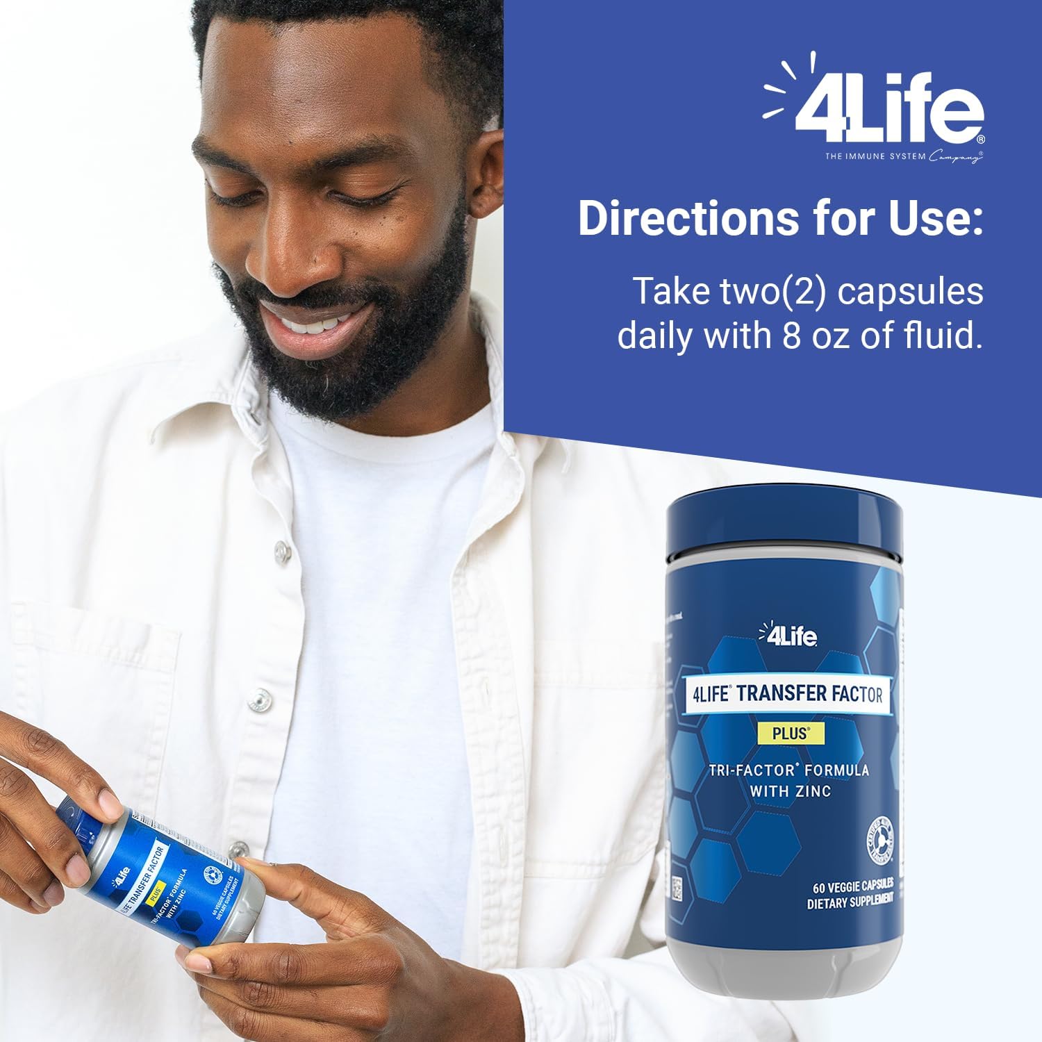 4Life Transfer Factor Plus Zinc – Apoyo Inmunológico con Hongos, 60 Cápsulas